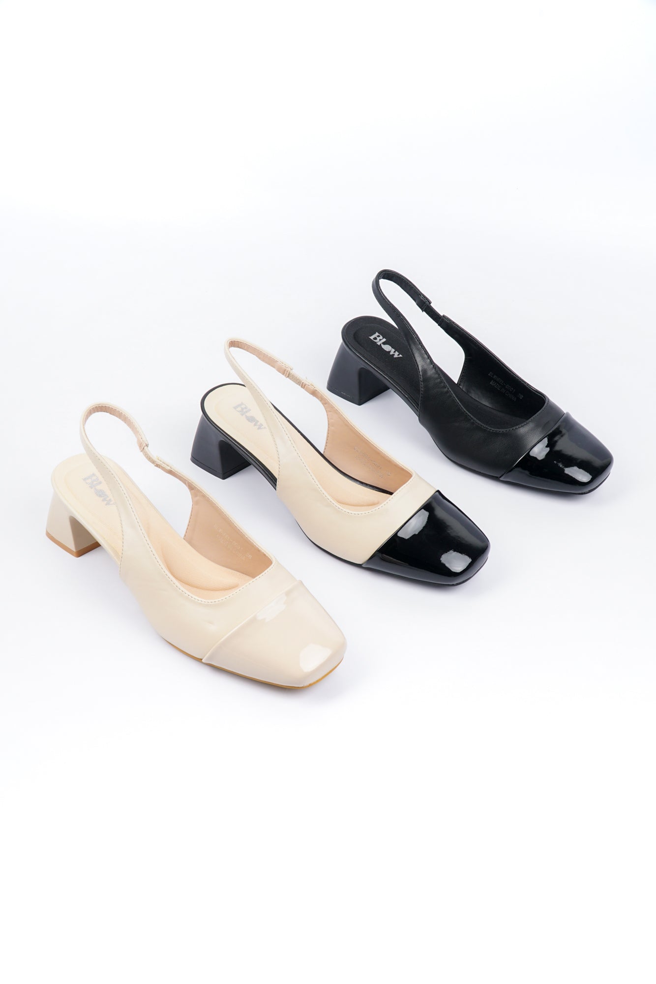 Blow Emira Classic Slingback Block Heels Square Toe Pantofel cm
