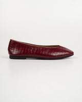 BLOW MINNIK 0032 Orve Croco Ballet Flat Shoes Wanita Premium Slip On Sepatu Kerja & Kuliah Warna Hitam, Ivory & Burgundy Size 36-41