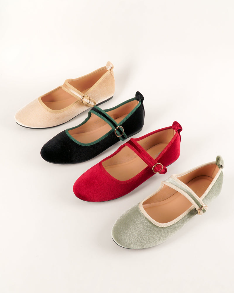 Blow Lensi Velvet Mary Jane Flats Shoes BLWF 0014