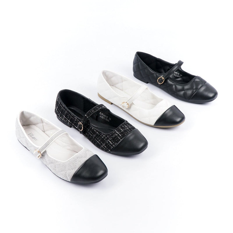 Blow BLWF 0015 Fala Toe Cap Quilted Mary Jane Ballet Flats Shoes Wanita Sepatu Hitam Women Shoes