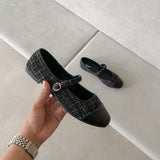 Blow BLWF 0015 Fala Toe Cap Quilted Mary Jane Ballet Flats Shoes Wanita Sepatu Hitam Women Shoes