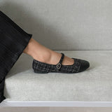 Blow BLWF 0015 Fala Toe Cap Quilted Mary Jane Ballet Flats Shoes Wanita Sepatu Hitam Women Shoes