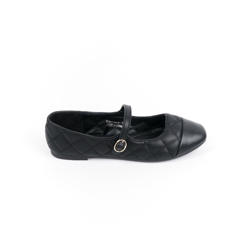 Blow BLWF 0015 Fala Toe Cap Quilted Mary Jane Ballet Flats Shoes Wanita Sepatu Hitam Women Shoes